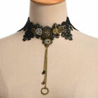 Steampunk Lady Necklace Vintage Goth gear Small Bell Choker Necklace Black Lace