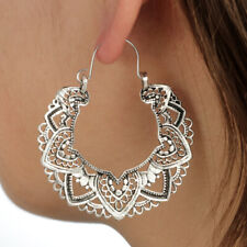 Fashion Hollow Out Silver Plated Hoop Earring Women Wedding Party Jewelry