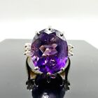 14k Yellow Gold Amethyst and Natural Diamond Cocktail Ring. 4.87TCW
