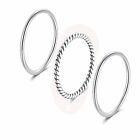 1.2mm 925 Sterling Silver Thin Midi Stackable Stacking Twist Band Rings Set of 3
