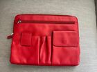 Levenger Red Leather Zippered Organizer Tablet iPad Case