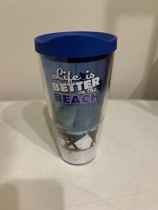 NEW Tervis 24 oz TUMBLER LIFE IS BETTER ON THE BEACH + LID BPA Free Made in USA