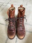 Frye Veronica Distressed Brown Leather Combat Boots Women's Size 9.5