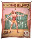 Lady Sword Swallower Original Sideshow Banner Carnival Circus - Fred Johnson