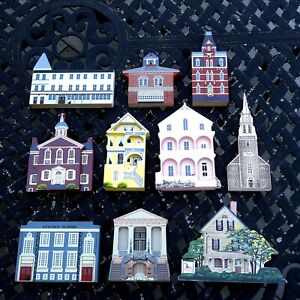Lot of 10 Vintage Shelia’s and Cat's Meow Collectible Wooden Houses