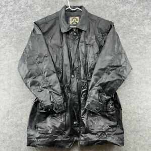 VINTAGE Phase 2 Leather Jacket Mens XL Black Full Zip Lined  Pocket Coat 90s