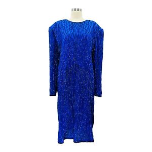 Vintage Sequin Blue Dress Plus Size 2XL Drag Queen Crossdresser Showgirl TV RARE
