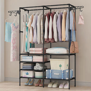 Garment Rack Portable Clothes Storage Closet Organizer Wardrobe Rack Shelf Metal