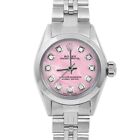 Rolex Ladies Oyster Perpetual Pink Mother Of Pearl Diamond Dial Watch