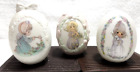Precious moments lot of 3 easter eggs with stands figurines dated 1993,1995,1997