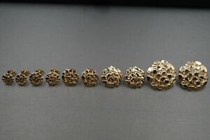 10K Solid Yellow Gold Diamond Cut Round Nugget Men Women Children Stud Earrings.