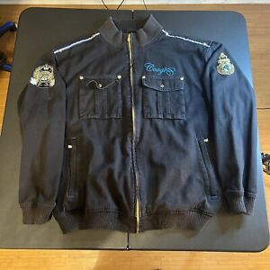 Vintage Y2K Men's Coogi Black Full Zip-Up Jacket 2XL Cyber JNCO Affliction Style