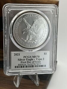 2021 American Silver Eagle Type 2 PCGS MS 70 First Day of Issue