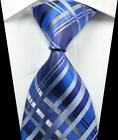 Hot Classic Checks Black Blue Gray JACQUARD WOVEN 100% Silk Men's Tie Necktie
