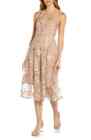 Adrianna Papell Floral Embroidered Mid Prom Dress in Blush Multi  Size 6 NWT