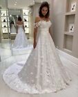 Off Shoulder A Line Satin Beach Wedding Dresses Butterfly Appliques Bridal Gowns