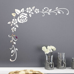 Flower Wall Stickers Rose Acrylic Wall Decals Floral Wall Art Sticker Home Decor