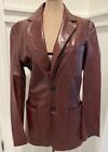 Reed Sportswear Genuine Leather 2 Button Burgundy Long Coat Lined Size S/M