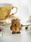 Brown Owl Trinket Box Hand made by Keren Kopal with  Austrian Crystals