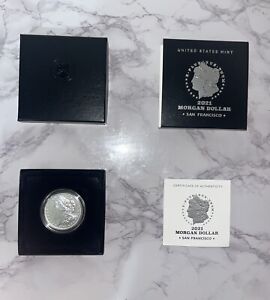 2021 Morgan Silver Dollar — S Mark (San Francisco) 21XF with U.S. Mint Box & COA