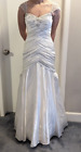Mori Lee Bridal Wedding Dress 4703 Off White Satin Crossover Draping Mermaid 8