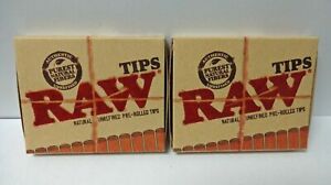 RAW PRE ROLLED TIPS x2 Packs Cigarette Filter Rolling Tips **Free Shipping**