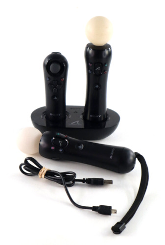 Sony PlayStation 3 Move Motion Controllers Lot PS3 Bundle Black CECH-ZCM1U