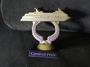 Carnival Cruise Line Pride Plastic Ship on a Stick Trophy Prize Gold Plastic