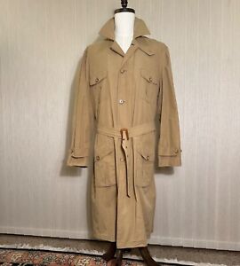 Henry Jacobson khaki microfiber water-resistant trench coat, Large