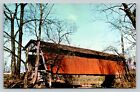 Covered Bridge Over Poplar Creek in Fairfield County Ohio Vintage Postcard 0061