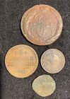 New Listing Lot of four antique Russian copper coins, ~1715-20, 1772,1841, 1914