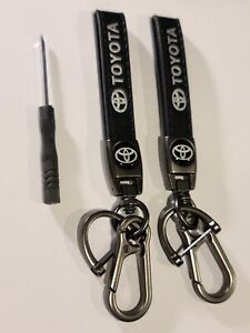2x Leather Keychain Key Fob Ring Chain Lanyard Metal Quick Release, For Toyota