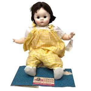 Vintage Madame Alexander PUDDIN Doll 6930 Baby Doll Brunette Yellow Dress Tags