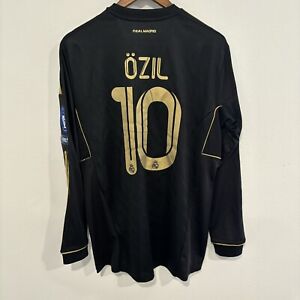 Real Madrid 11/12 Özil #10 Away Long Sleeve Soccer Jersey Mens Large Black