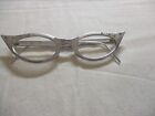 Vintage Victory Etched Aluminum Frame Women's Cat Eye Eyeglasses 5.5 W/ Case