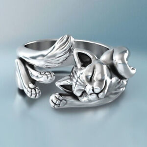 Fashion Cat Shape 925 Silver Filled Ring Women Party Jewelry Ring Sz 5-11