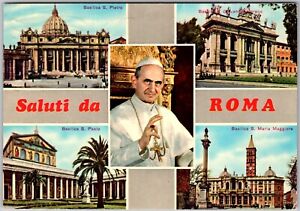 Postcard: Stunning View of Rome - H.H. Paul VI and Four Basilicas A192