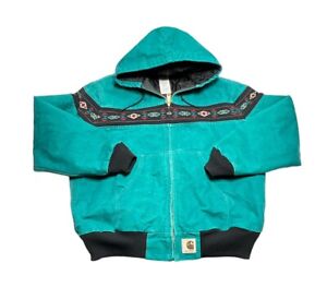 Vintage Carhartt Jacket Size L Hunter Green Aztec Pattern￼￼ See Measurements￼