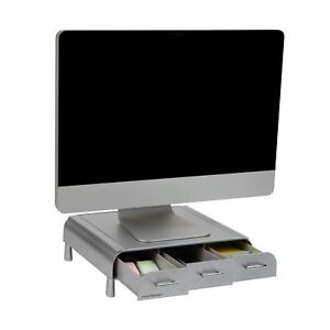 PC Laptop IMAC Monitor Stand and Desk Organizer Silver