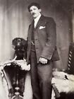 Mounted Photo A Handsome Mustache Man With A Dog ! Fashion - Gay Interest