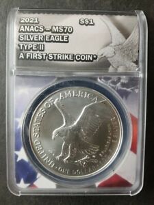 New Listing2021 $1 American Silver Eagle Dollar Type 2 ANACS MS70