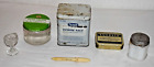 Lot of 6 Vintage Empty Medical Related Tins Jars Eye Wash Thermometer Case