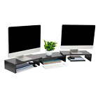Adjustable MDF Dual Monitor Riser, 2 Tier Riser for Laptop, Monitors, or TV