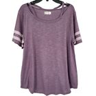 Maurices 24/7 Cutout Shoulder Baseball T Shirt Purple Womens Size Large