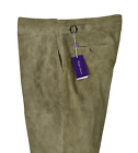 Men's Ralph Lauren Purple Label Green Suede Dress Pants Trousers 36 New $2495