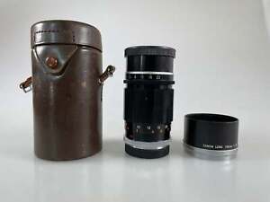 Canon 135mm f3.5 LTM M39 Rangefinder Lens Black Late with hood
