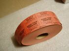 Partial roll of red MMF Industries Double Stub raffle tickets.