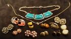 Vintage Estate Costume Jewelry Lot Turquoise Necklace Earrings