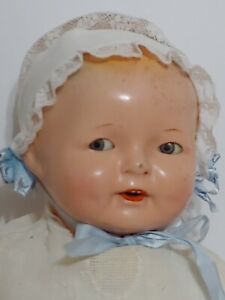 New ListingVERY RARE 1927 Ideal BABY SMILES DOLL Compo Head Tin Flirty Eyes Replaced Arms