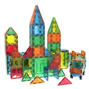 Magnet Tiles Mag-Genius Magna Award Winning Building Magnetic toy 108/pc + Bin